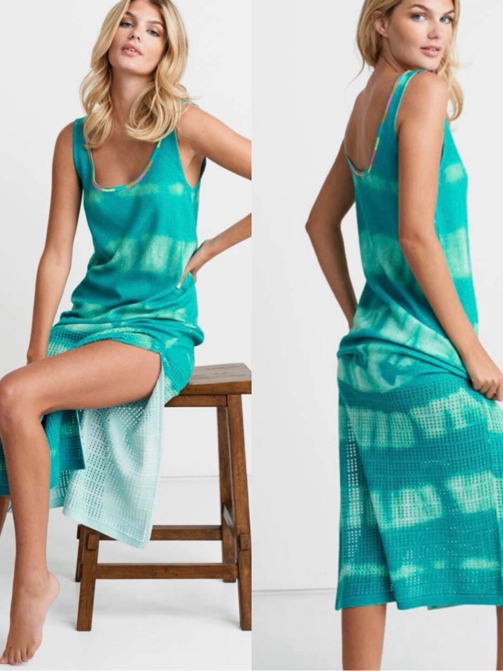 LISA TODD • BEACH BOUND maxi tank dress -  turquoise knit - XS